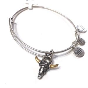 Alex & Ani Skull Charm Expandable Wire Bracelet